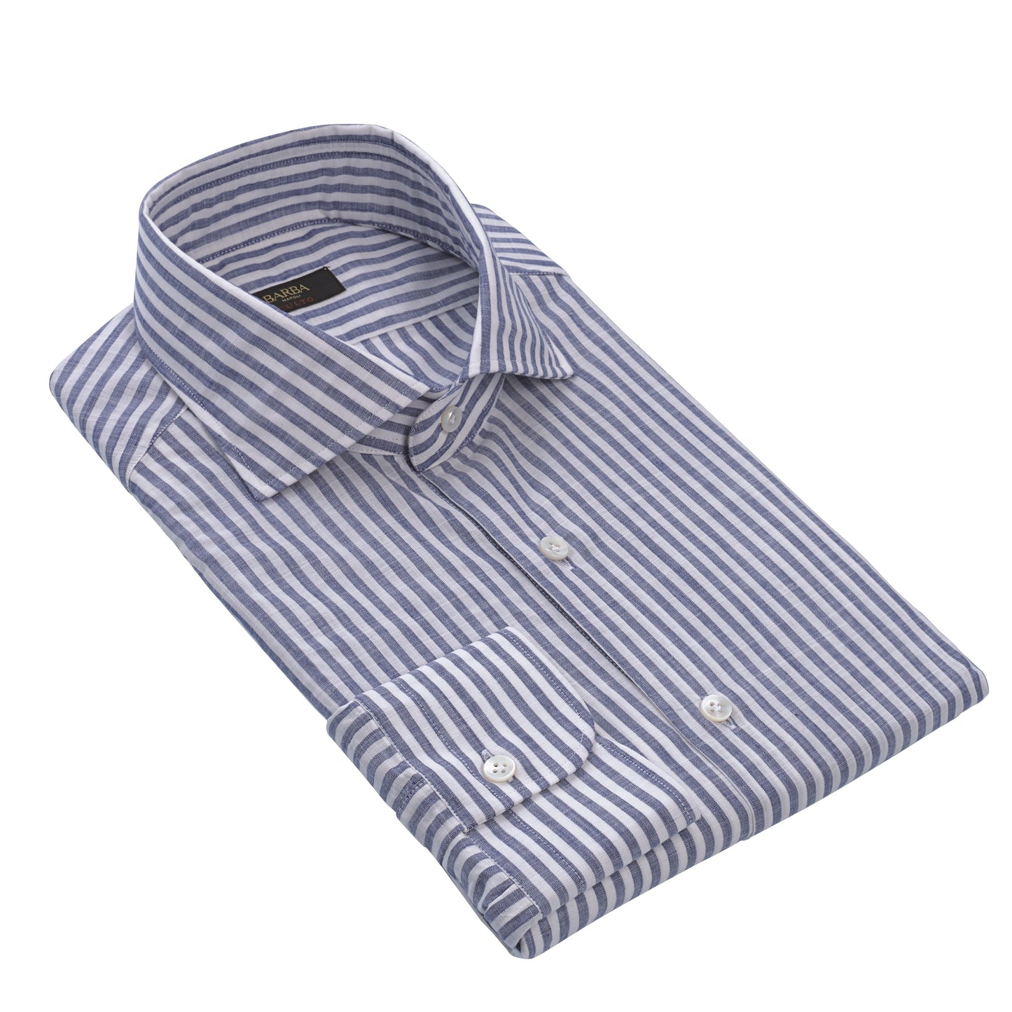 Striped Cotton Shirt in Blue and White