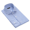 Striped Cotton-Linen Blend Shirt in Light Blue and White