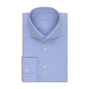 Sharkskin Cotton Shirt in Light Blue