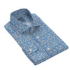 Linen Shirt with Floral Print in Blue and White