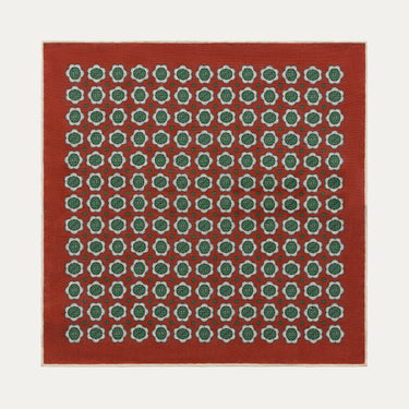 Printed Linen Pocket Square in Red