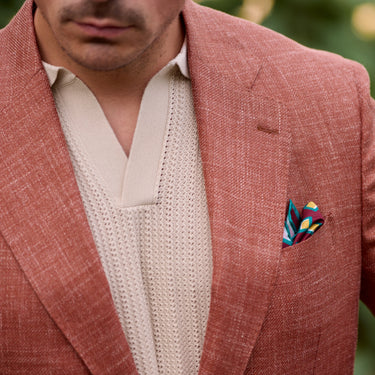 Printed Silk Burgundy Pocket Square