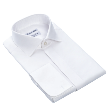 White Shirt with French Cuffs and Covered Placket