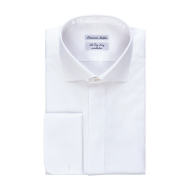 White Shirt with French Cuffs and Covered Placket