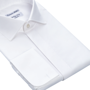 White Shirt with French Cuffs and Covered Placket