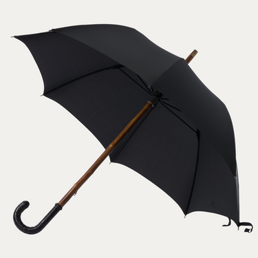 Leather-Handle Umbrella in Black