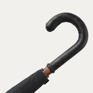 Leather-Handle Umbrella in Black