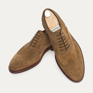 Bontoni «Libertino» Six-Eyelet Oxford Shoes with Perforated Details and Medallion in Brown - SARTALE