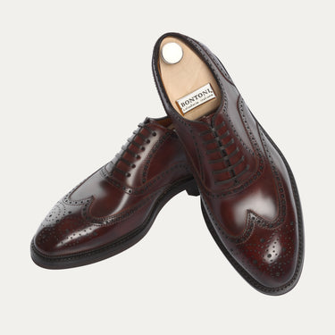 Bontoni «Libertino» Six-Eyelet Oxford Shoes with Perforated Details and Medallion in Marrone Brown - SARTALE