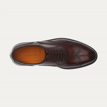 Bontoni «Libertino» Six-Eyelet Oxford Shoes with Perforated Details and Medallion in Marrone Brown - SARTALE