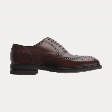 Bontoni «Libertino» Six-Eyelet Oxford Shoes with Perforated Details and Medallion in Marrone Brown - SARTALE
