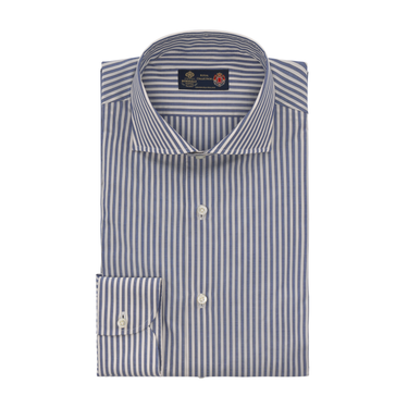 Popeline Cotton Shirt in Blue and White