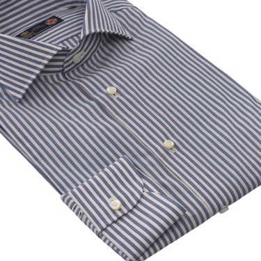 Popeline Cotton Shirt in Blue and White