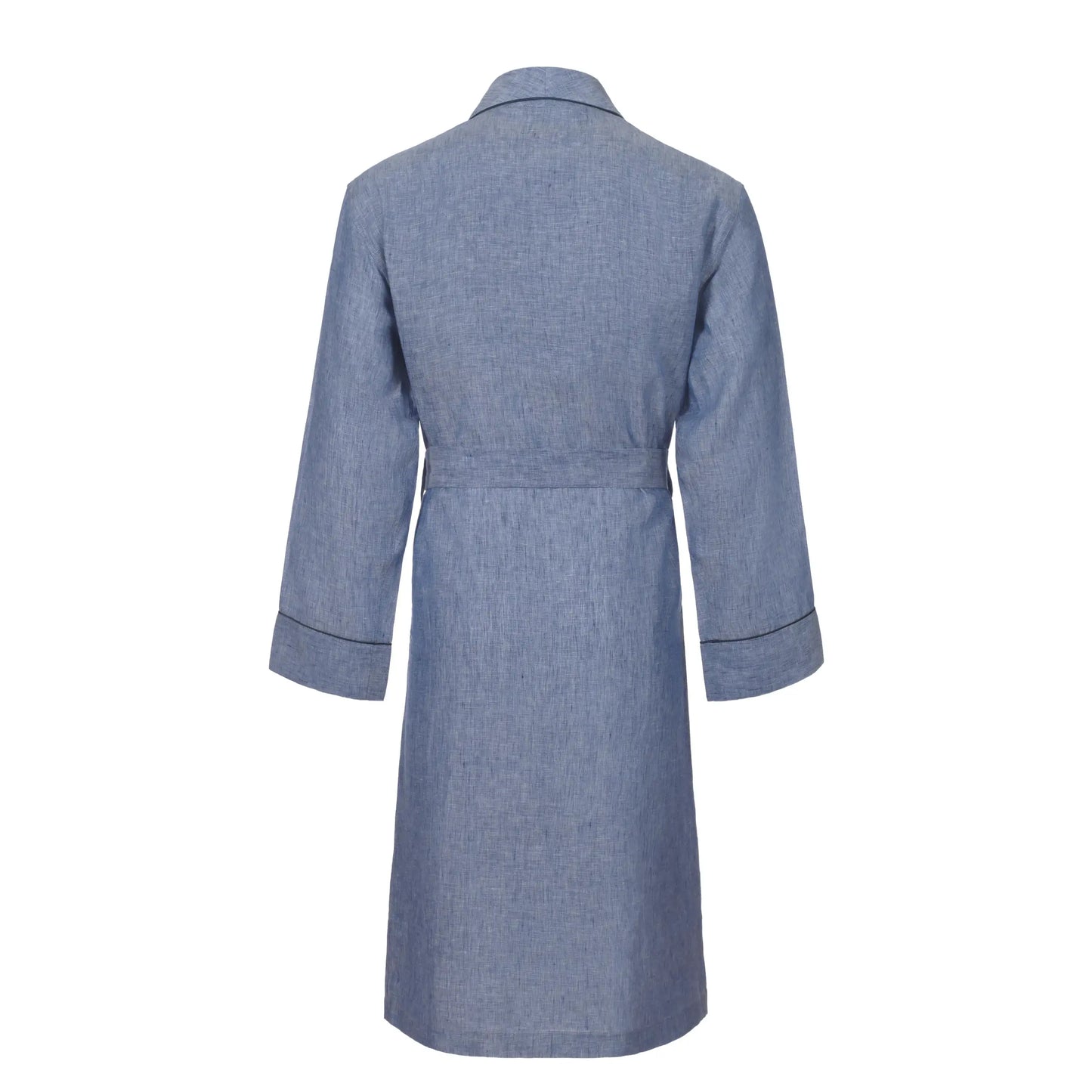 Linen Belted Robe in Blue Melange