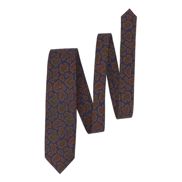 Printed Paisley Silk Tie in Royal Blue