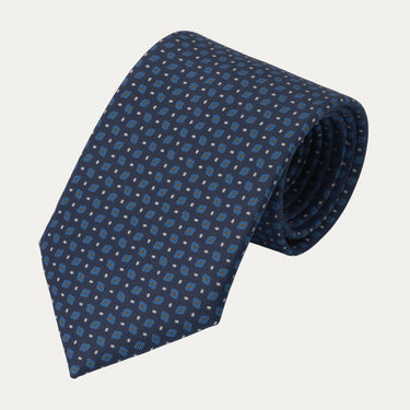 Printed Silk Tie in Blue