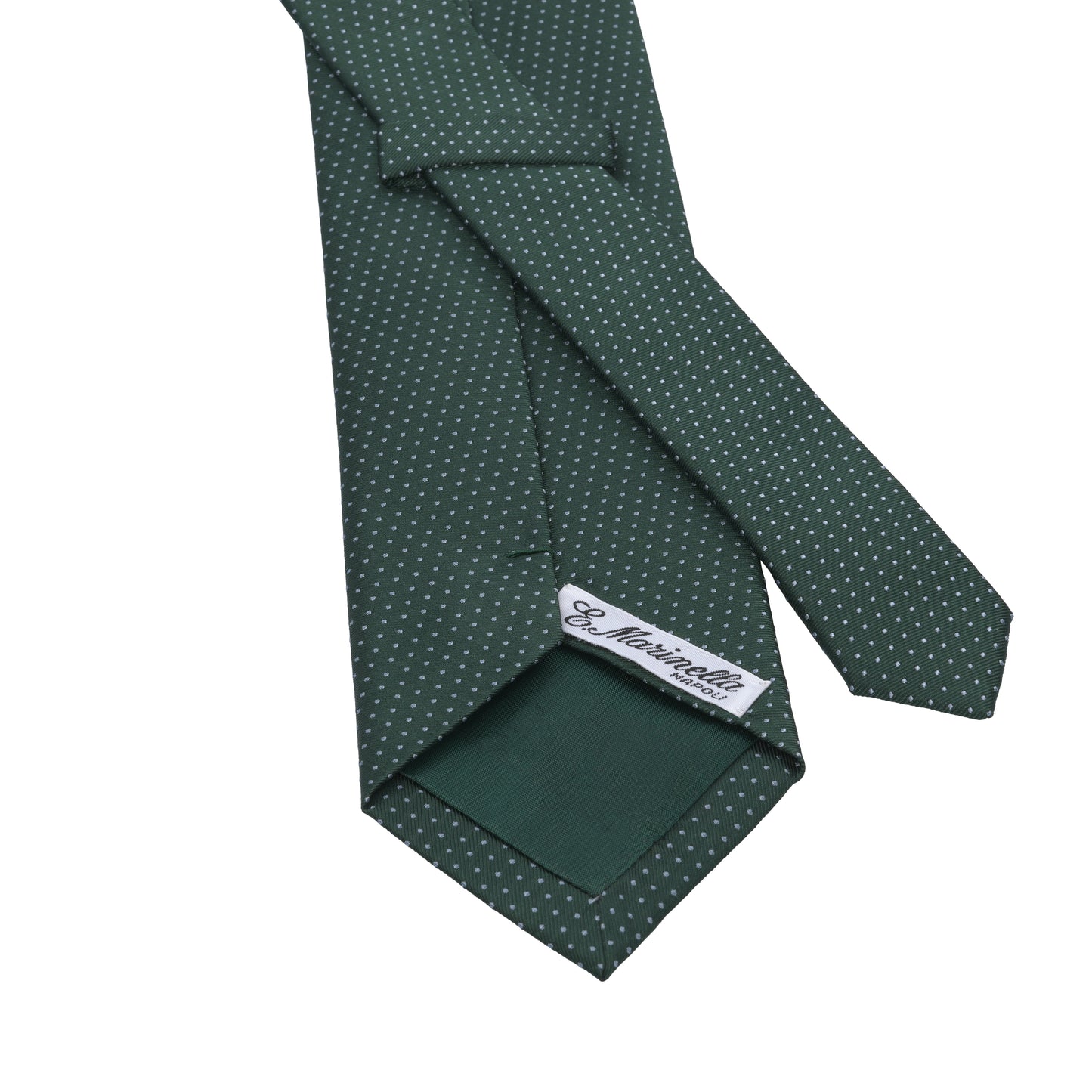 White Dot Silk Tie in Dark Green