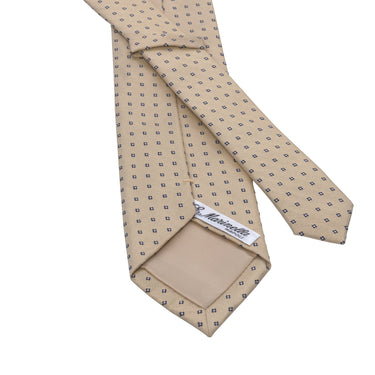 Embroidered Silk Tie in Beige