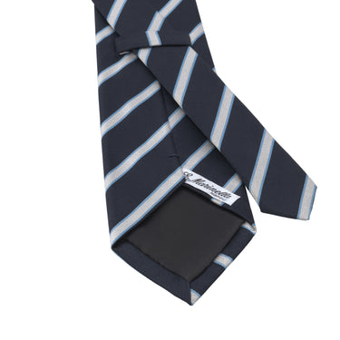 Striped Silk Tie in Navy Blue