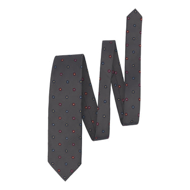 Flower Embroidered Silk Tie in Dark Brown
