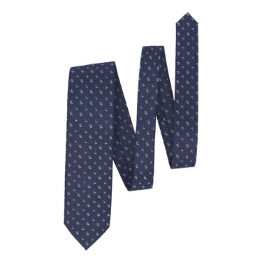 Flower Embroidered Silk Tie in Blue