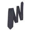 Flower Embroidered Silk Tie in Dark Blue