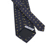 Flower Embroidered Silk Tie in Dark Blue