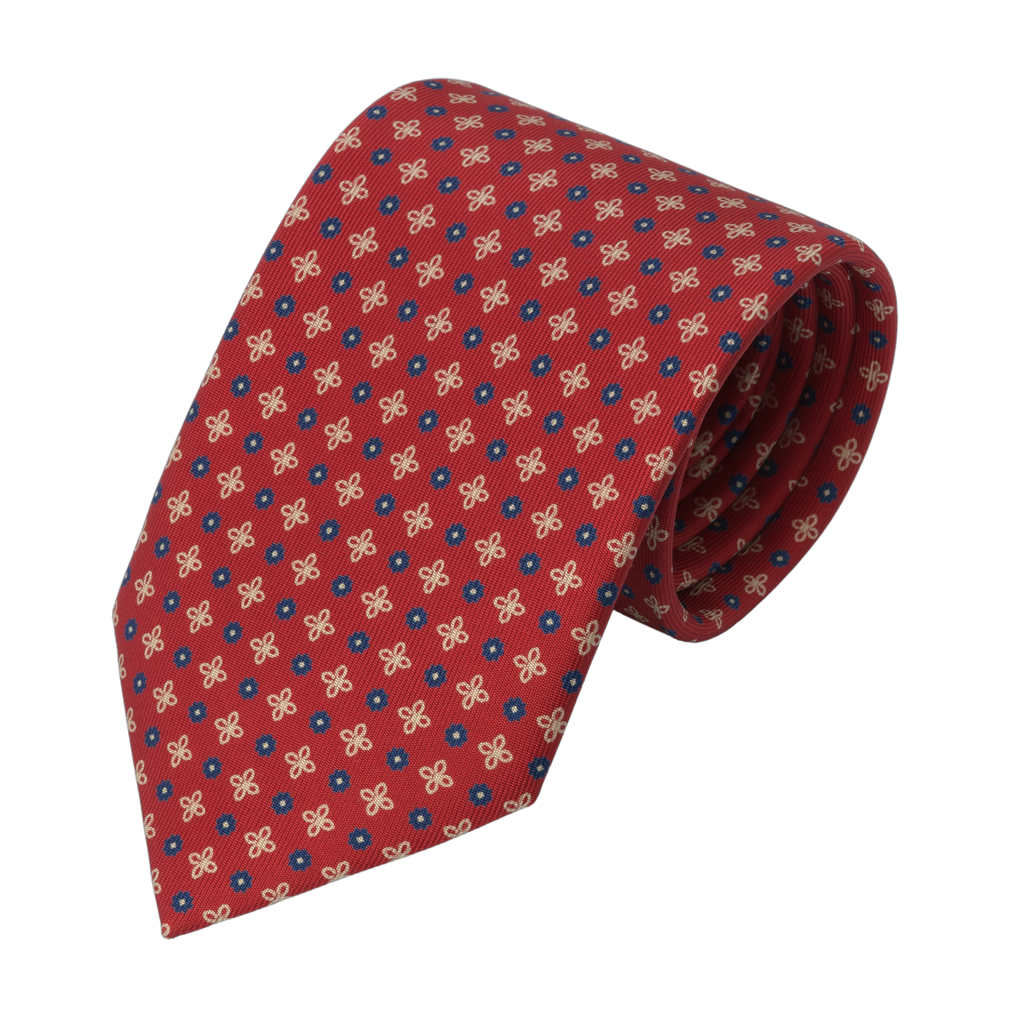 Printed Self-Tipped Silk Tie in Red