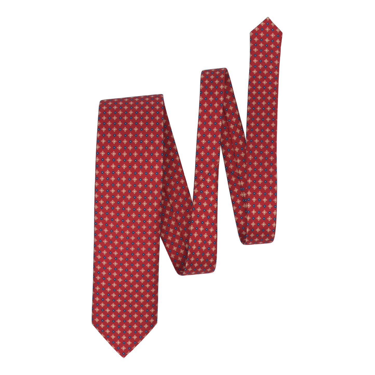 Printed Self-Tipped Silk Tie in Red