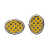 Silver Yellow Cufflinks with Blue Design