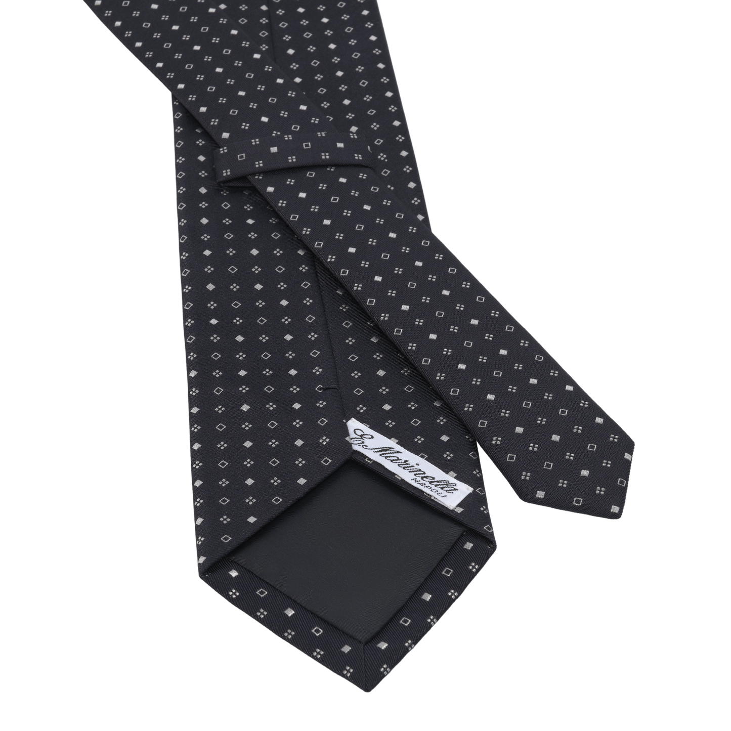 Embroidered Silk Tie in Navy Blue