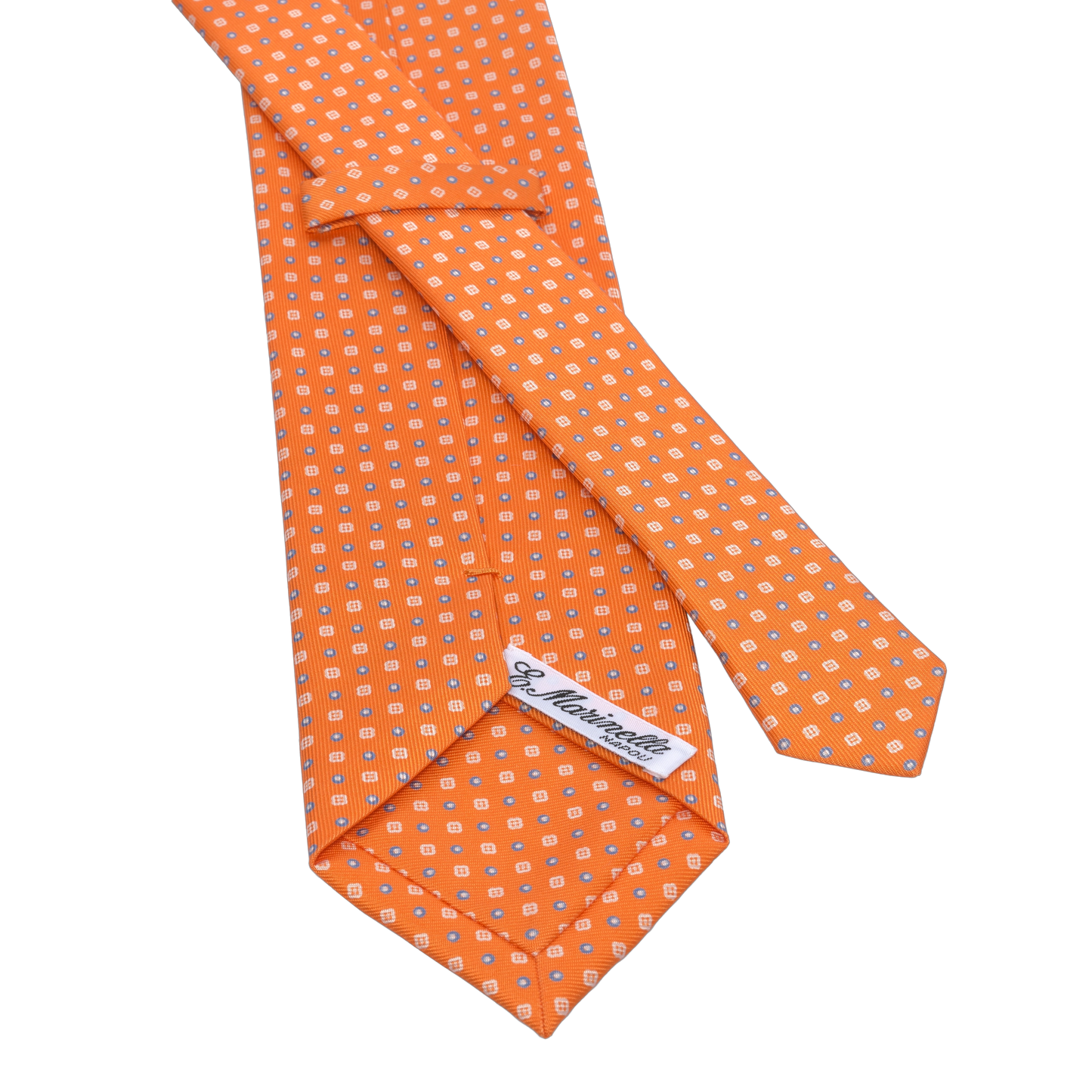 Printed Self-Tipped Silk Tie in Orange