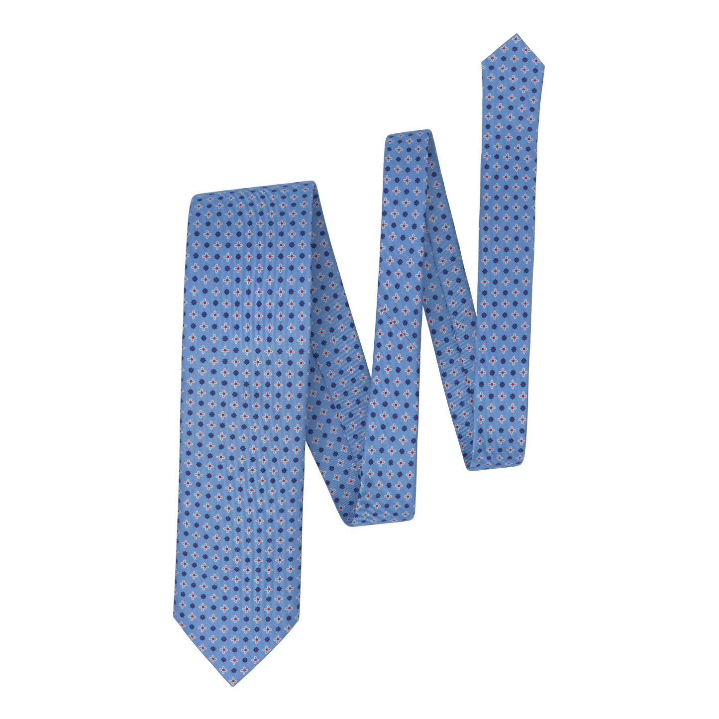 Flower Printed Silk Tie in Sky Blue