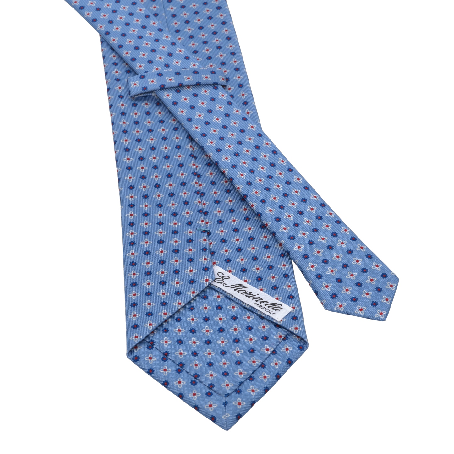 Flower Printed Silk Tie in Sky Blue