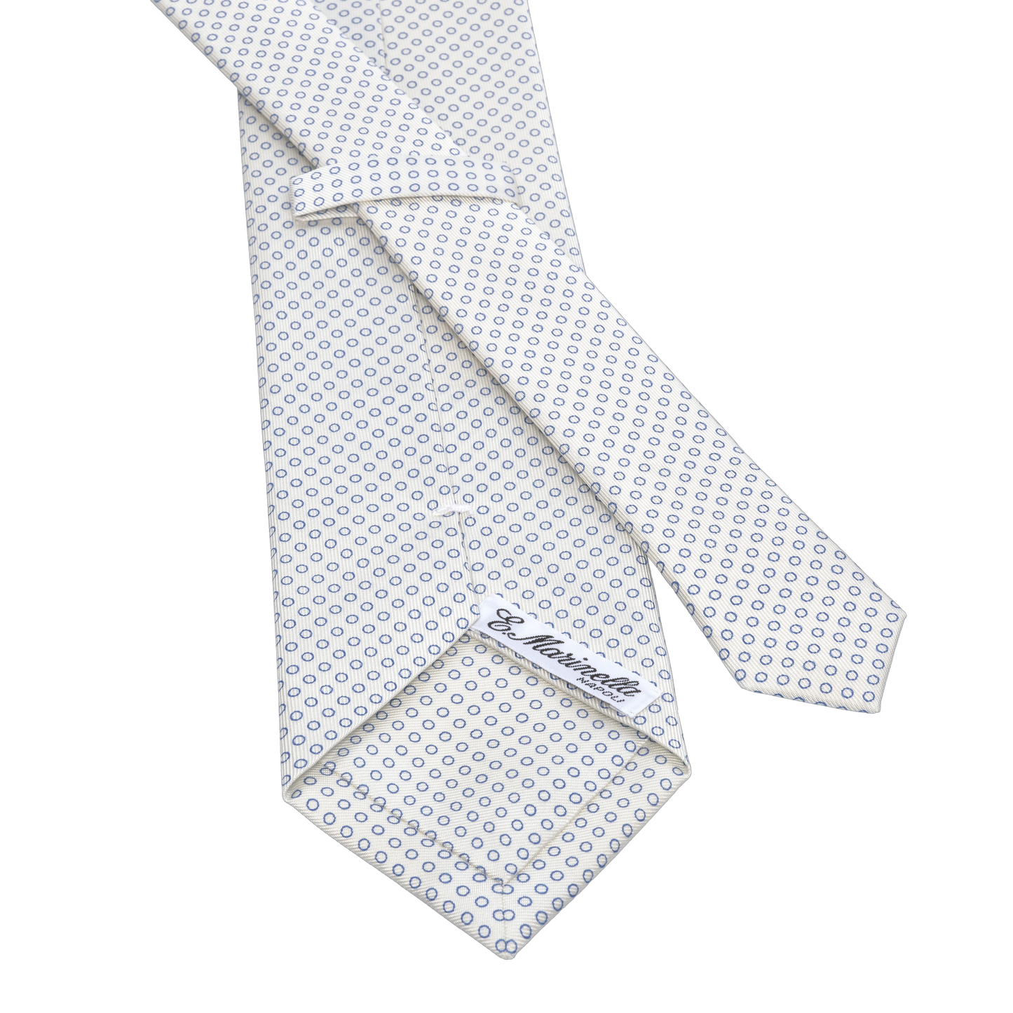 Printed Self-Tipped Silk Tie in White