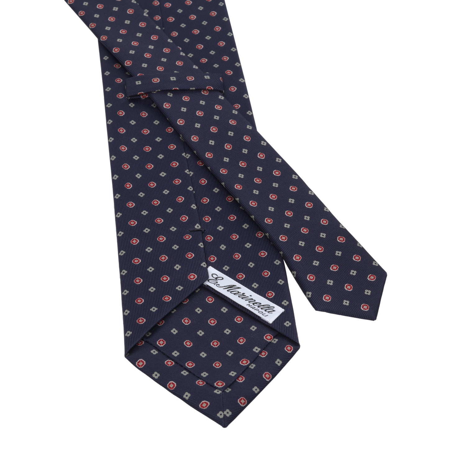 Flower Printed Silk Tie in Navy Blue