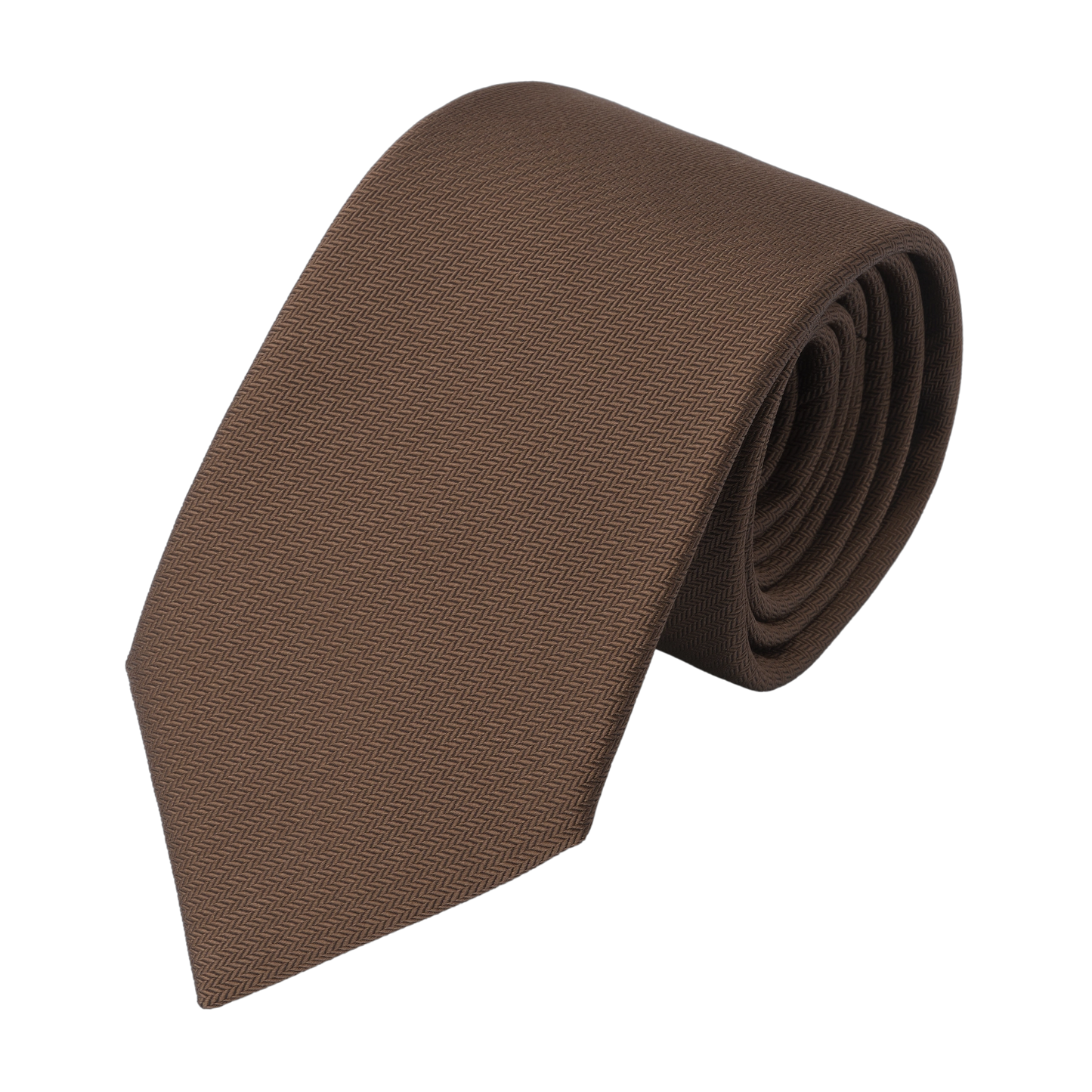 Herringbone Silk Tie in Medium Brown