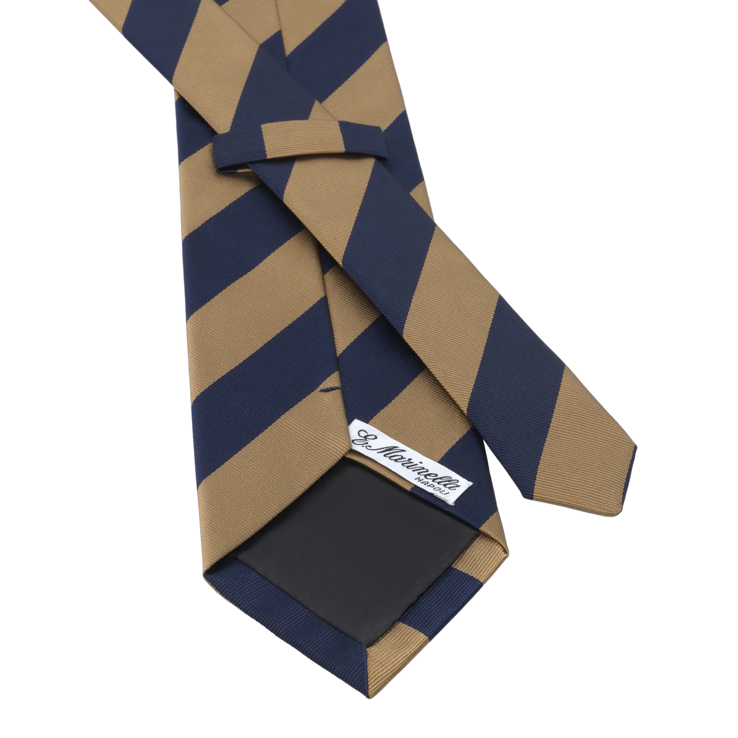 Regimental Silk Tie in Navy Blue and Golden Blue