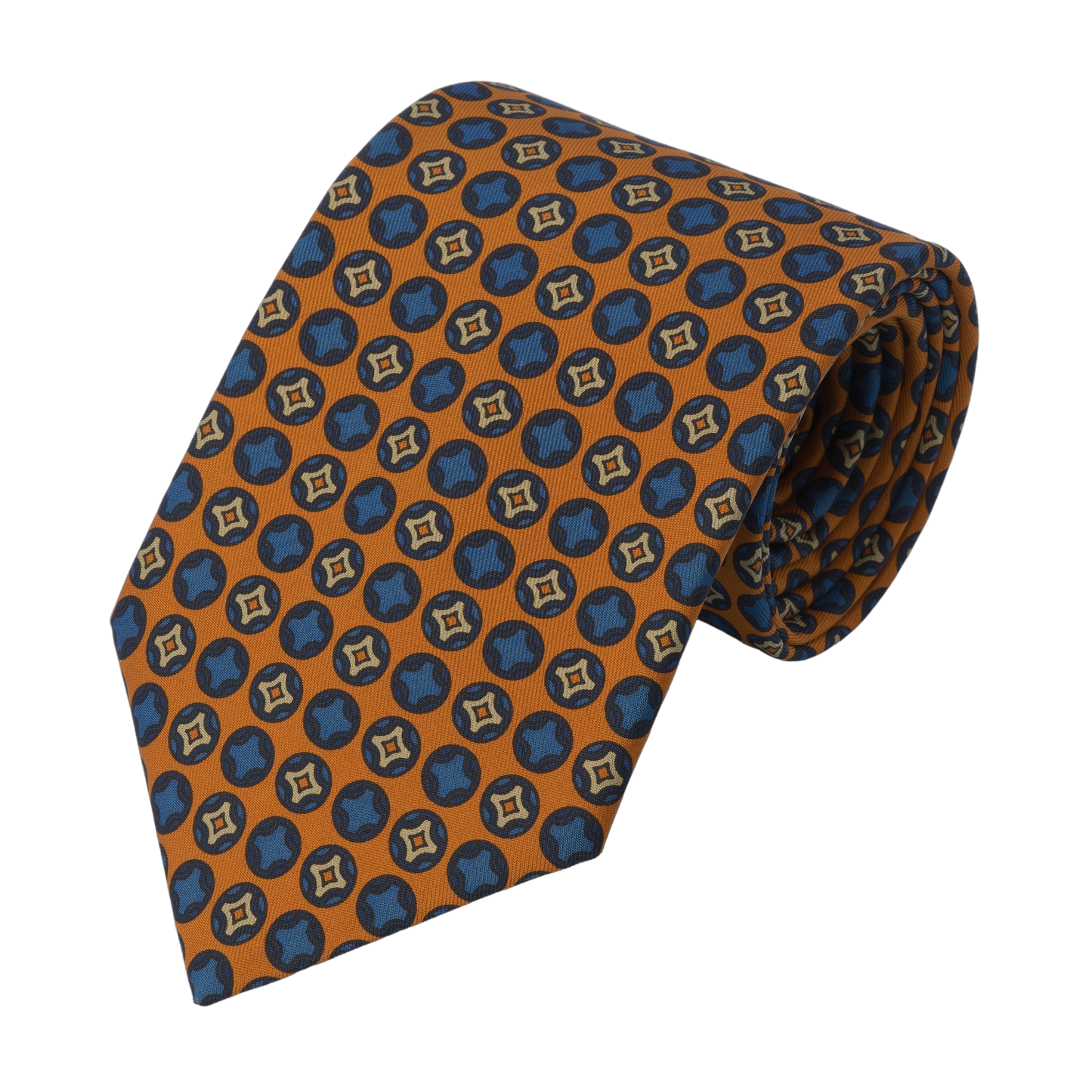 Printed Silk Tie in Orange