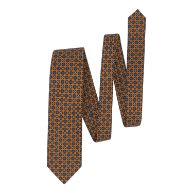 Printed Silk Tie in Orange