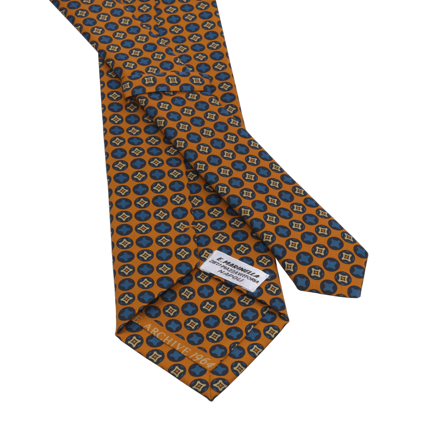 Printed Silk Tie in Orange