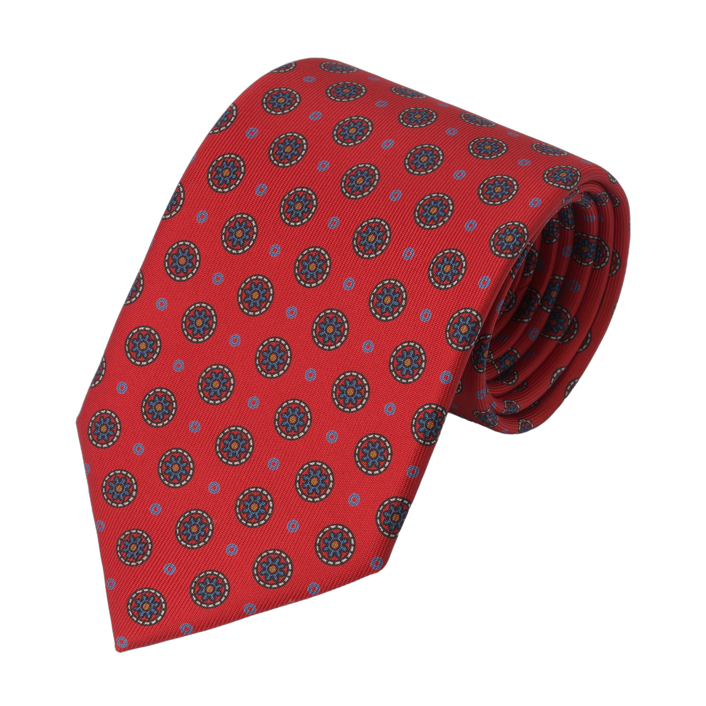 Printed Self-Tipped Silk Tie in Red