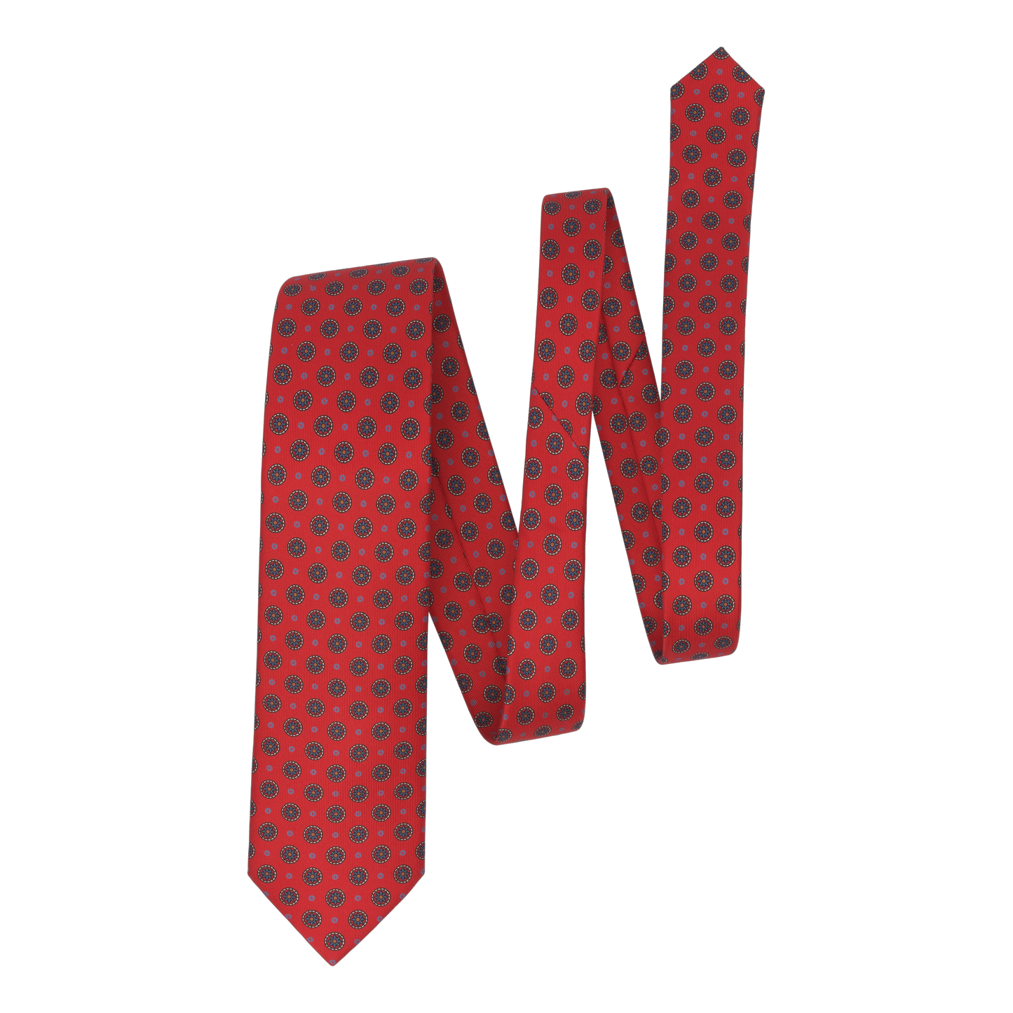 Printed Self-Tipped Silk Tie in Red