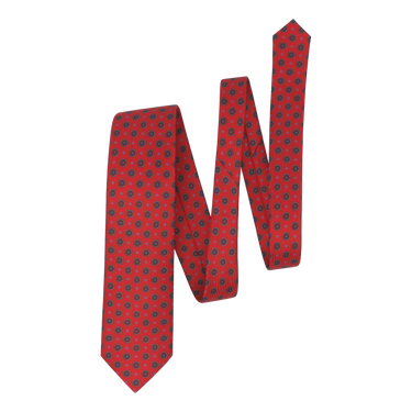 Printed Self-Tipped Silk Tie in Red
