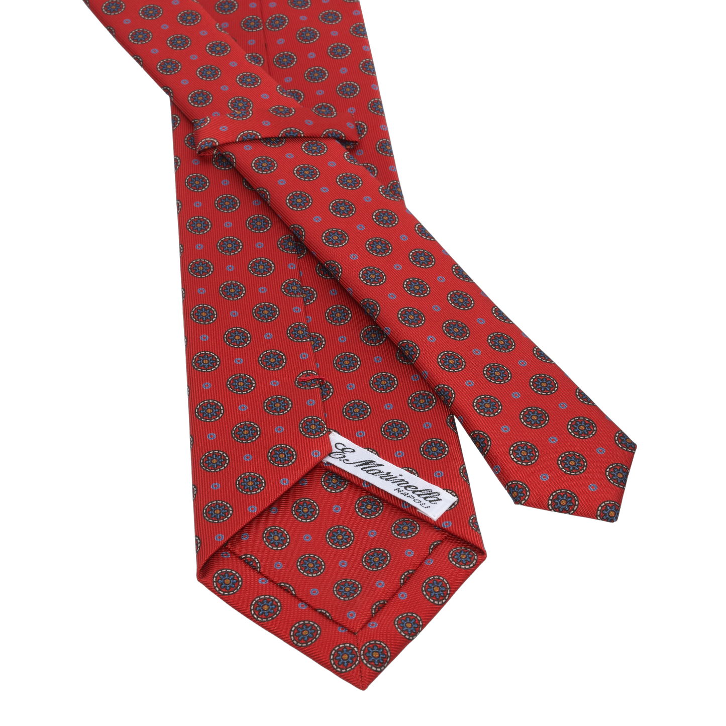 Printed Self-Tipped Silk Tie in Red