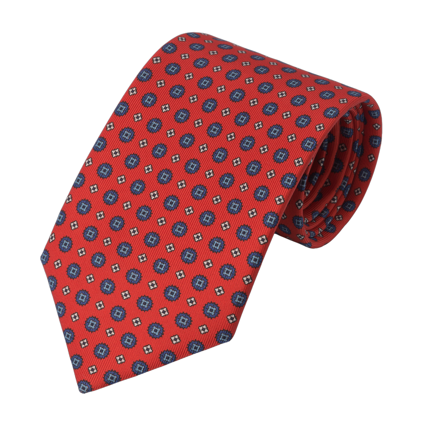 Printed Silk Tie in Red