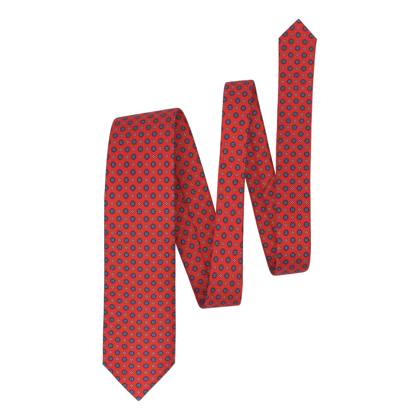 Printed Silk Tie in Red