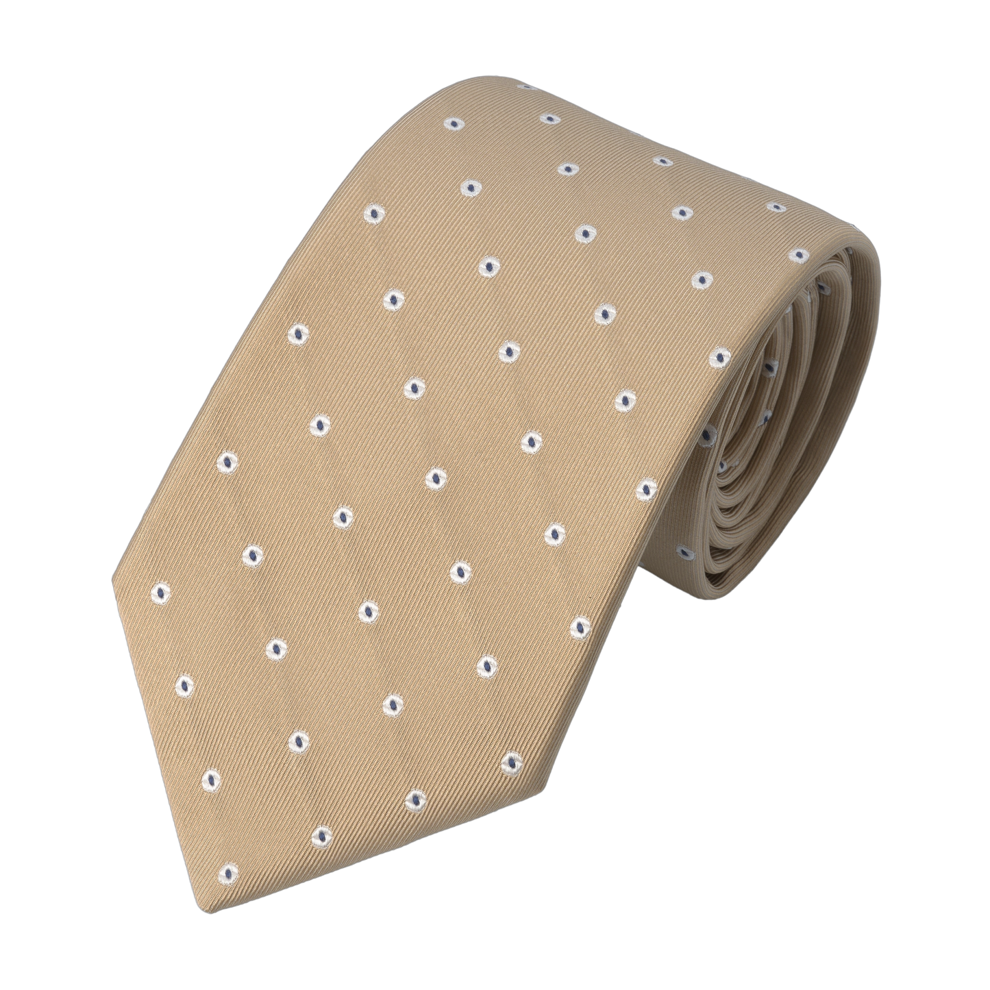 Embroidered Silk Tie in Beige