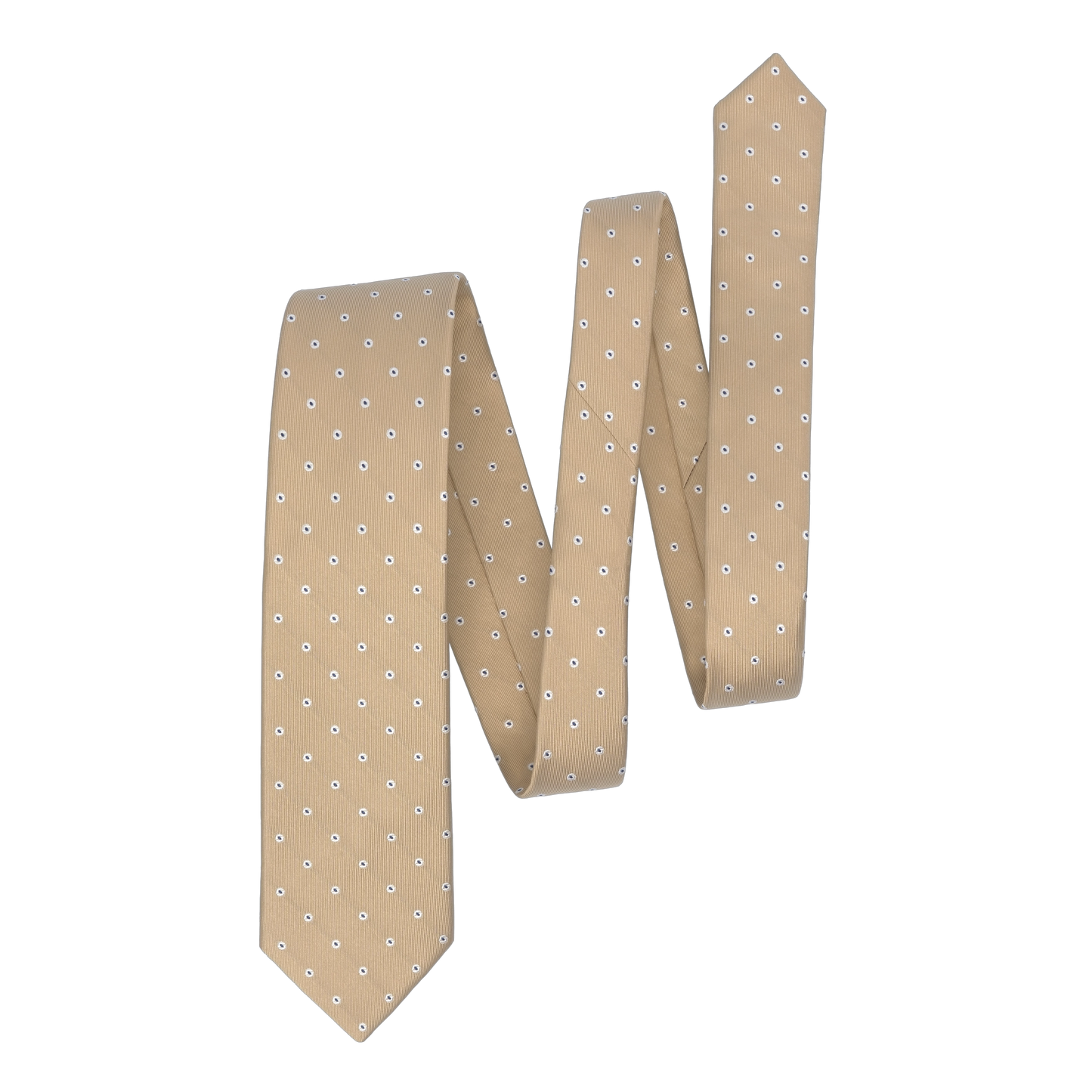 Embroidered Silk Tie in Beige