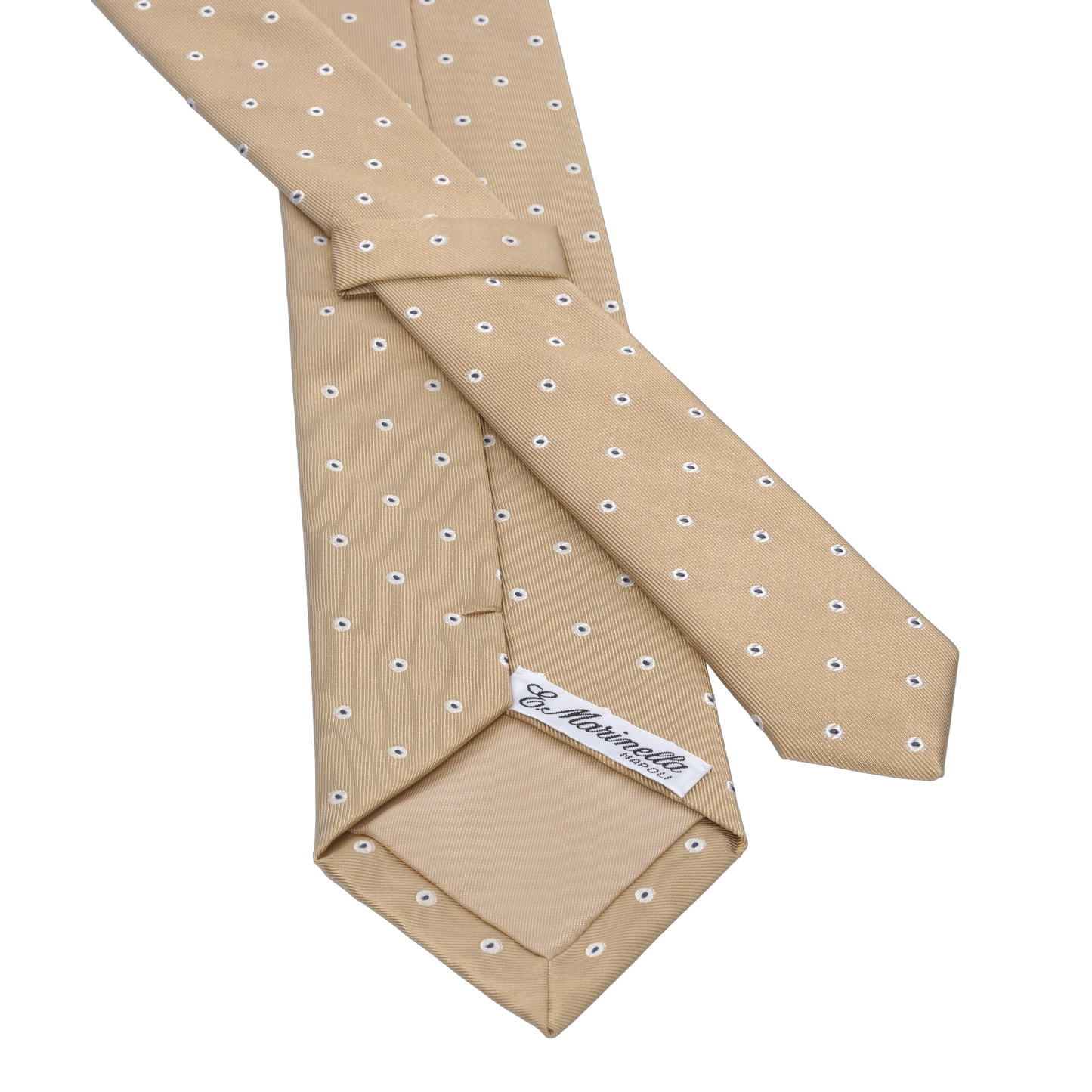 Embroidered Silk Tie in Beige